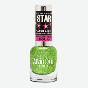 ALVIN D’OR Лак для ногтей STAR Супер Блеск, 11 Салатово-серебряный