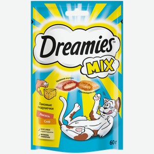 Лакомство Dreamies Микс (Mix) для взрослых кошек с лососем и сыром 60 г