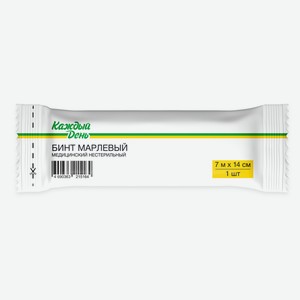 Бинт марлевый «Каждый день» нестерильный медицинский, 7 м х 14 см