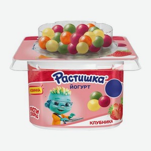 Йогурт с клубникой и злаковыми драже со вкусом банан-апельсин Растишка 3% 116г
