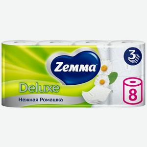Туалетная бумага Zemma Deluxe Нежная Ромашка 3 слоя, 8шт