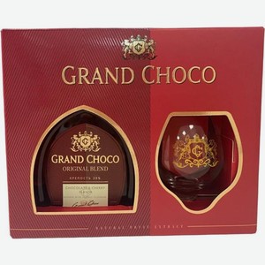 Коктейль Grand Cносо Chocolate коньячно-шоколадный со вкусом шоколада и вишни в подарочной упаковке + бокал 30% 500мл, 500 мл