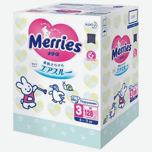 Подгузники Merries M (6-11 кг) 128 шт.
