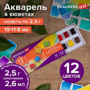 Акварель художественная 12цв