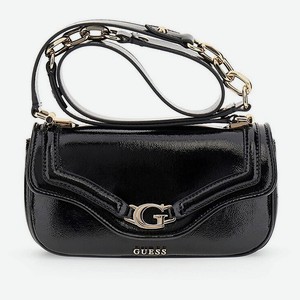 GUESS Лакированная сумка на плечо Dea Mini Fold-Over Shoulder Bag, Цвет: Черный