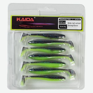 KAIDA Приманка силиконовая ТВИСТЕР 3 , 8см, 4гр, HT010, 7шт,