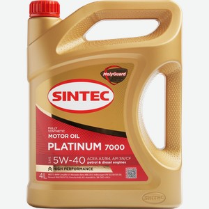 Масло моторное SINTEC Platinum 7000 Акция 4+1 5W-40 A3/B4 SN/CF, 4л