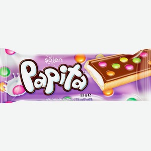 Печенье SOLEN Papita с мол. шок. с мол. нач. и драже-конфетами, Турция, 33 г