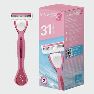 INFINITY Женская бритва станок +31 сменная кассета Smooth 3, Розовый