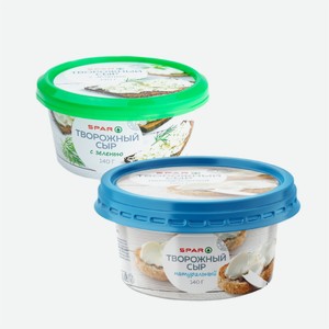 Сыр творожный SPAR зелень/натуральный 60% 140гр