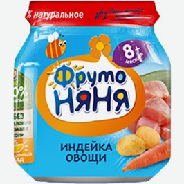 Пюре Фрутоняня, Индейка С Овощами, Для Детей С 8 Мес., 100 Г