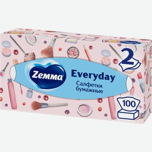 Салфетки бумажные ZEMMA Everyday 2 слоя, в коробке, 100шт