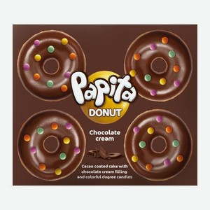 Кекс Donut с глазурью из какао и шоколадной начинкой Papita 160г