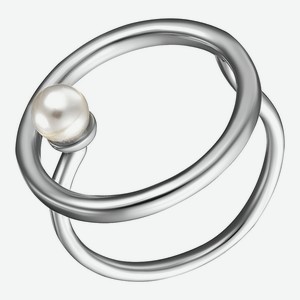 UVI JEWELLERY Серебристое безразмерное кольцо с культивированным жемчугом, цвет: Серебряный, размер: 18
