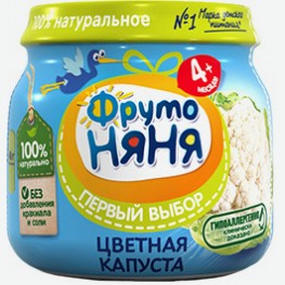 Пюре Фрутоняня, Цветная Капуста, Брокколи, Кабачок, Овощной Салатик, 80 Г