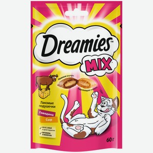 Лакомство Dreamies Микс для взрослых кошек с говядиной и сыром 60 г
