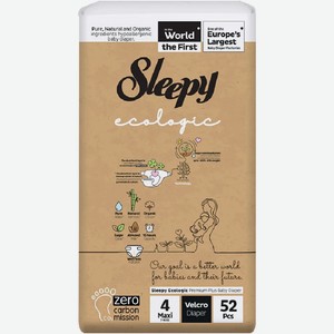 Подгузники Sleepy Ecologic Maxi детские 7-16кг, 52шт