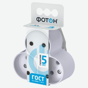 Разветвитель электрический тройник Фотон АМ 6-3 6А 3 розетки без заземления белый