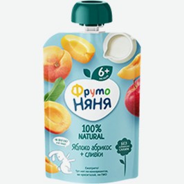 Пюре Фрутоняня, Яблоко/абрикос, Яблоко/банан/груша, Витаминный Салатик, 90 Г