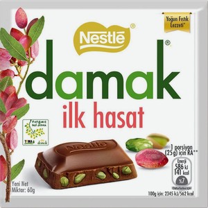 Шоколад молочный NESTLE Damak с цельными фисташками первого урожая, 60г