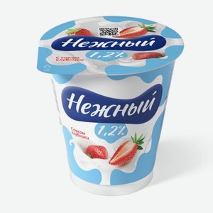 Продукт йогуртный Нежный с соком клубники 1,2%, 320 г