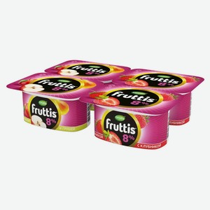 Йогуртный продукт густой ложковый Fruttis клубника яблоко груша 8% БЗМЖ, 115 г