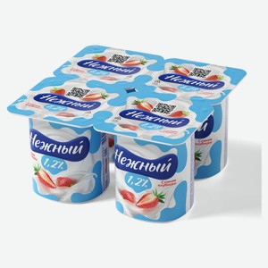 Йогуртный продукт густой ложковый «Нежный» с соком клубники 1,2%, 100 г