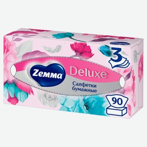 Салфетки бумажные в коробке Zemma Deluxe Design 3 слоя, 90 шт