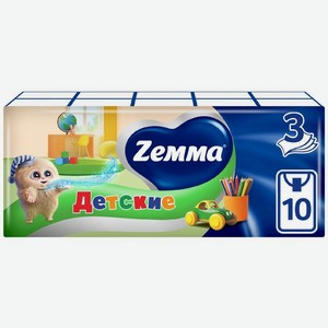 Платки бумажные Zemma Детские носовые 3 слоя, 10х10шт