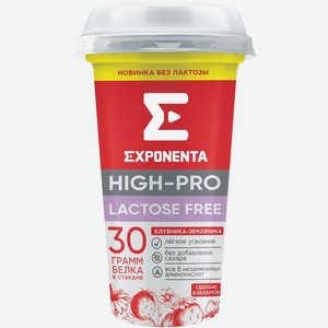 Напиток кисломолочный Exponenta High-pro клубника земляника высокобелковый без лактозы без добавления сахара 0% БЗМЖ Беларусь охлажденный, 250 мл