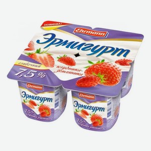 Йогуртный продукт сливочный густой ложковый Ehrmann «Эрмигурт» клубника-земляника 7,5%, 100 г