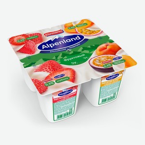Йогурт густой ложковый Ehrmann Alpenland Фруктовый клубника персик маракуйя 0,3%, 95 г