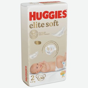 Подгузники Huggies Элитный Софт (Elite Soft) 2 4-6 кг 50 шт.