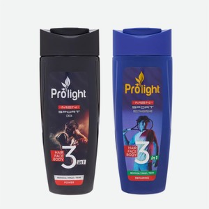Гель для душа мужской PROLIGHT 3 в 1, сила/восстановление 400мл