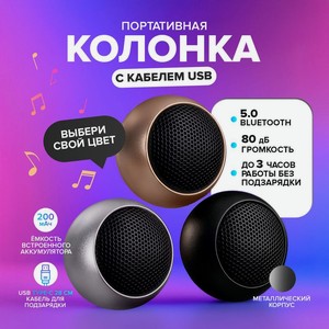 Колонка портатив.акк. с кабелем USB ИМП