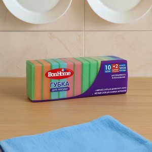 Губка для посуды Bon Home 12шт,СНБИ