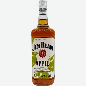 Напиток спиртной JIM BEAM Apple/Яблоко на основе бурбона 32,5%, 1л