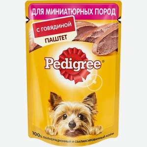 Корм д/взр.собак PEDIGREE мини пород паштет с говядиной, Россия, 80 г