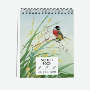 Скетчбук 7БЦ, А6+ 125х160мм 40л, мат.ламин. Евроспираль по короткой стороне. Бум.- оф. 100г/м, белая