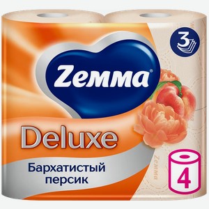 Туалетная бумага Zemma/Zewa Deluxe Бархатистый персик 3 слоя 4 рулона
