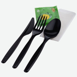 Набор Liberhaus одноразовой посуды Вилка ложка нож салфетка в ассортименте 1шт.