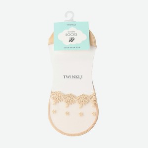 TWINKLE Кружевные следки TWINKLE, цвет: бежевый, форма 3, размер 36-39