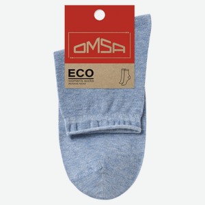 Носки женские Omsa ECO 256 с люрексом - борт руликом Jeans Melange голубые, р. 35-38