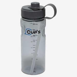 Бутылка для фитнеса Cup s с трубочкой серая, 1 л