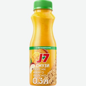 Продукт питьевой J7 Смузи Манго-персик-яблоко с овсяными хлопьями, 300мл