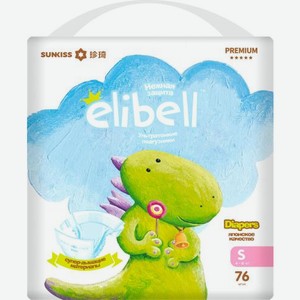 Подгузники для детей Elibell Premium р.s 4-8кг 76шт 2.07 кг
