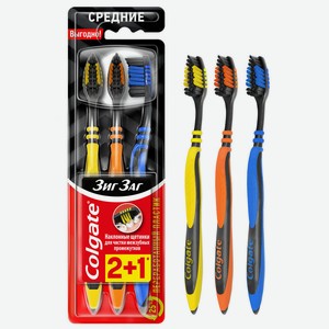 Зубная щетка Colgate Зиг Заг Древесный уголь средняя жесткос
