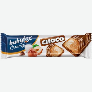 Батончик вафельный BabyFox Creamy Choco с молочно-ореховой начинкой 23г