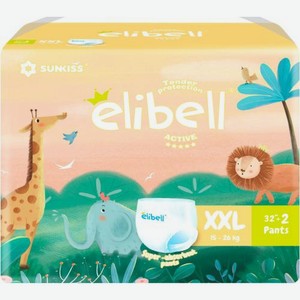 Подгузники-трусики Elibell Active р.xxl 15-26кг 34шт 1.2 кг