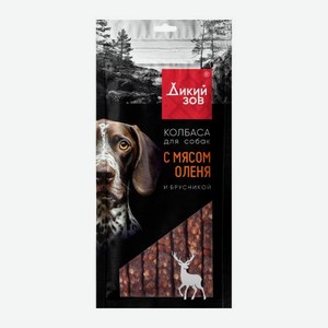 Лакомство для собак Колбаска с мясом оленя и брусникой Дикий Зов 85г 85 г